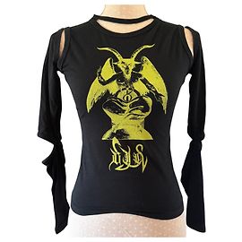 Versace Jeans Couture Versace Longsleeve nera con stampa Baphomet Nero