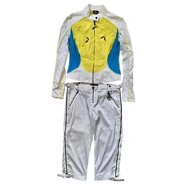 Completo da Biker Versace Jeans Couture Bianco Blu Giallo