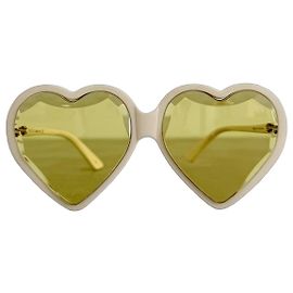 Gucci Heart Shaped Sunglasses White Yellow