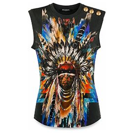 Camiseta sin mangas Balmain con estampado gráfico Negro Multicolor