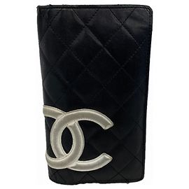 Portafoglio lungo in agnello Cambon Chanel Nero Bianco