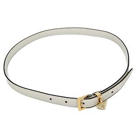 Cinturón de cuero para mujer Prada Saffiano Triangle Blanco