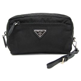 Prada VELA 1NE393 Women's Leather Pouch Black