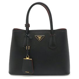 Petit sac à main Prada Double Doublé Noir Rouge