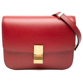Céline Celine Red Medium Calfskin Classic Box Rosso