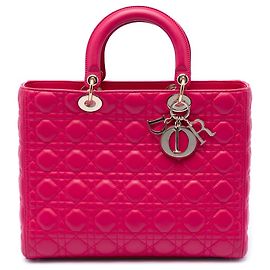 Lady Dior en piel de cordero cannage rosa, tamaño Large Rosa Otro