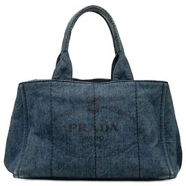 Borsa Prada Blue Denim Canapa Logo Blu Altro