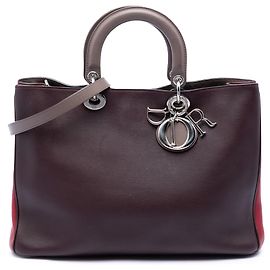 Bolso Diorissimo tricolor rojo Dior, tamaño Large Roja Burdeos