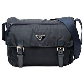 Borsa a tracolla Prada Blue Tessuto Zip Double Buckle Blu Blu navy