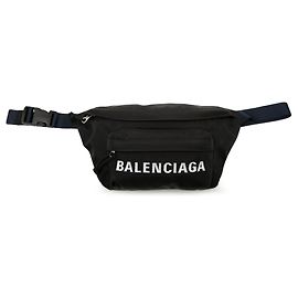 Borsa a tracolla Balenciaga Black Nylon Logo Wheel Belt Bag Altro Blu navy