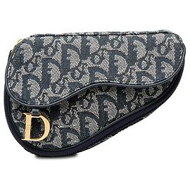 Dior Blue Diorissimo Canvas Saddle Pouch Blue Navy blue