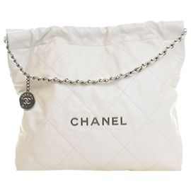 Bolsa Chanel 22 em couro de vitelo brilhante branco Medium Branco