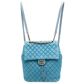 Chanel Blue Large Denim Urban Spirit Backpack Blue Light blue
