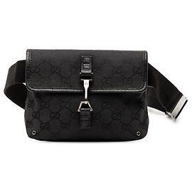 Gucci Black GG Canvas Jackie Belt Bag Black