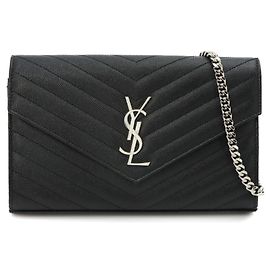 Portefeuille Saint Laurent Cassandra Classic Chain Noir