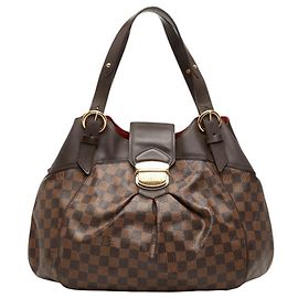Sac à main cabas Louis Vuitton Damier Sistina GM Marron