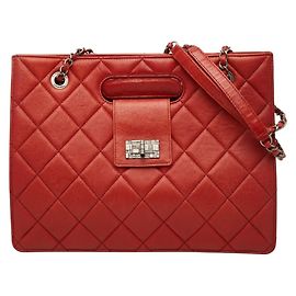 Bolso de hombro Chanel 2.55 Coco Mark Matelassé Chain Roja