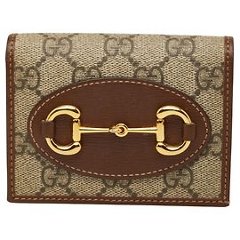 Gucci GG Supreme Horsebit 1955 Bi-fold Wallet Brown Beige