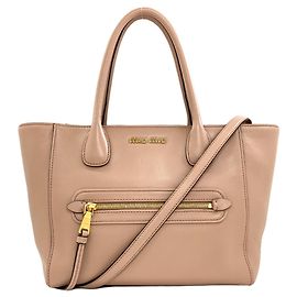 Bolsa Tote 2-Way de couro Miu Miu Rosa