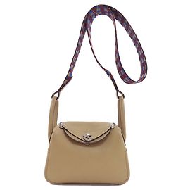 Hermès Bolsa Hermes Lindy Mini Verso Maxi Cadreille Bege