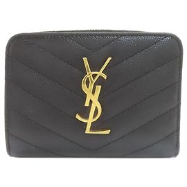 Cartera de doble pliegue Cassandra Stitch Yves Saint Laurent Negro