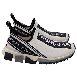 Baskets slip on Sorrento de Dolce & Gabbana en coton blanc Blanc