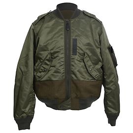 Berluti Zip-Up Panelled Bomber Jacket in Olive Polyamide Green Olive green