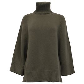 Theory Rollkragenpullover aus Wolle in Olive Grün Olivgrün