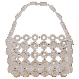 Bolsa Swarovski Somnia decorada com cristais em PVC branco Branco Cru