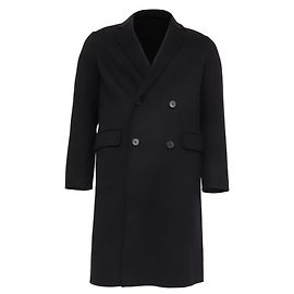 Theory Double-Breasted Coat in Black Wool Black