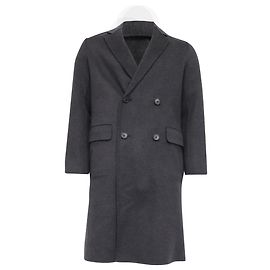Theory Double-Breasted Coat in Grey Wool Grey