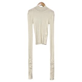 Autre Marque ELIN Silk Blend High Neck Knit Pullover Cream