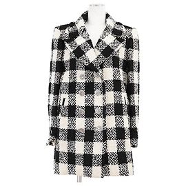 Chanel P54393 Tweed Wool Silk Coat White Other