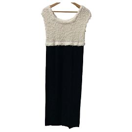 Autre Marque GRACE Class Tweed-Kombinationsstrickkleid Schwarz Weiß