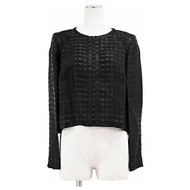 Giacca a quadri 100% seta Chanel COCO Mark Charm Nero