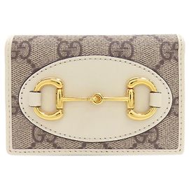 Carteira Bi-fold Gucci marrom e branco Marrom Branco