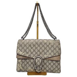 Gucci Dionysus Medium GG Supreme Monogram Shoulder Bag Beige Brown Brown Beige