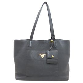 Sac cabas Prada en cuir noir avec logo Noir