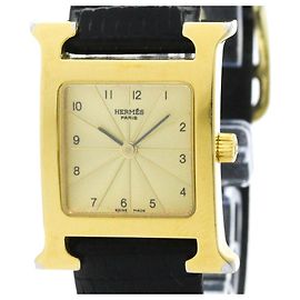Hermès Relógio feminino Hermes Heure H banhado a ouro e couro Quartzo HH1.201 Outro