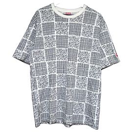 Camiseta de algodão com estampa floral e xadrez Kenzo Preto Branco