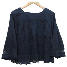 Autre Marque Camicetta 45R Indigo Aw Satin Cutwork Blu