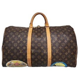 Louis Vuitton Keepall Bandoulière 50 Monogram Patches Marron Beige