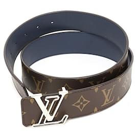 Cinturón Louis Vuitton Monogram reversible Castaño Azul