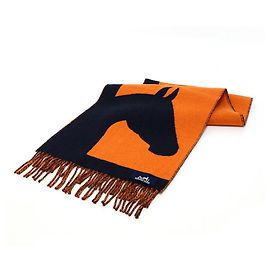 Hermès Chal de cachemira Love Story Hermes Naranja Azul marino
