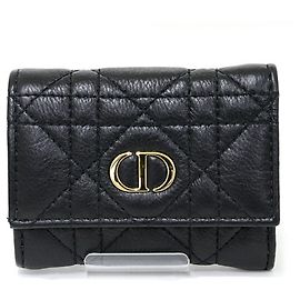 Christian Dior Dior Caro Veronia Tri-fold Wallet Black