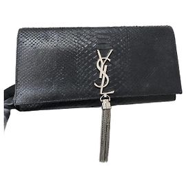 Yves Saint Laurent Pochette Kate en cuir embossé crocodile noir Noir