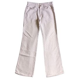 Autre Marque Pall Mall Export Constellation Gestreifte Leinen-Weitbeinhose Beige
