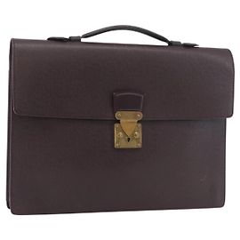 Louis Vuitton Serviette Kourad Briefcase Taiga Leather Dark red