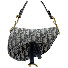 Borsa Saddle Christian Dior Trotter in tela blu navy Blu navy