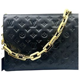 Louis Vuitton Coussin MM Lambskin Leather Shoulder Bag Black